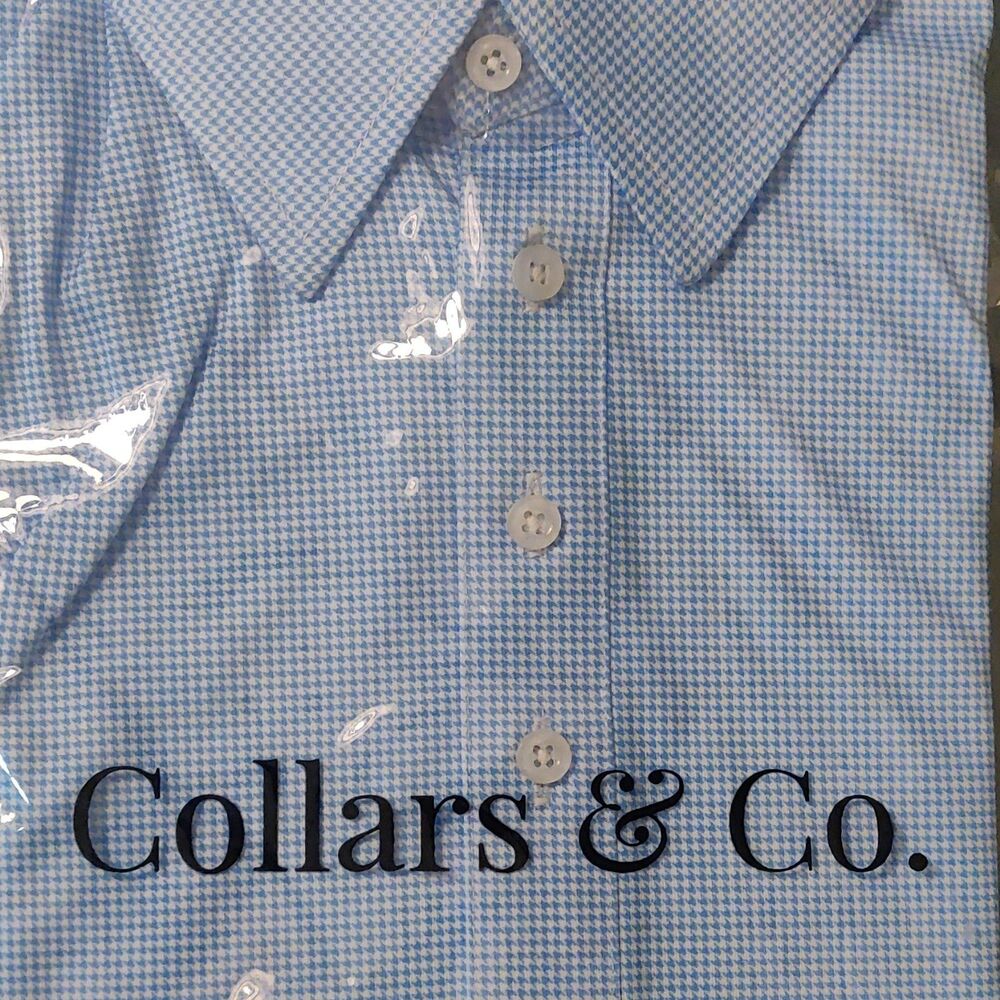 Collars & Co. Men's M Regular Blue/White Check Cotton Dress Shirt 34/35
